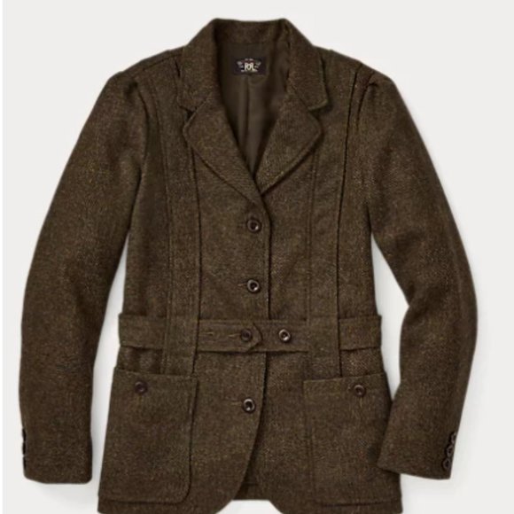 NWOT - Wool Tweed Belted Jacket - Ralph Lauren - Picture 2 of 15